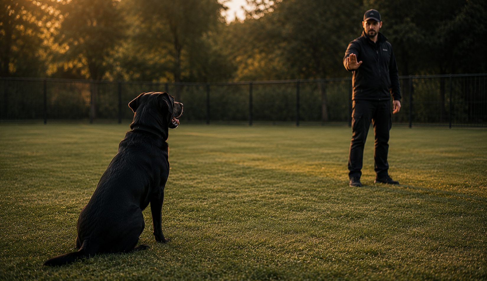 Junior dog in distance obedience training