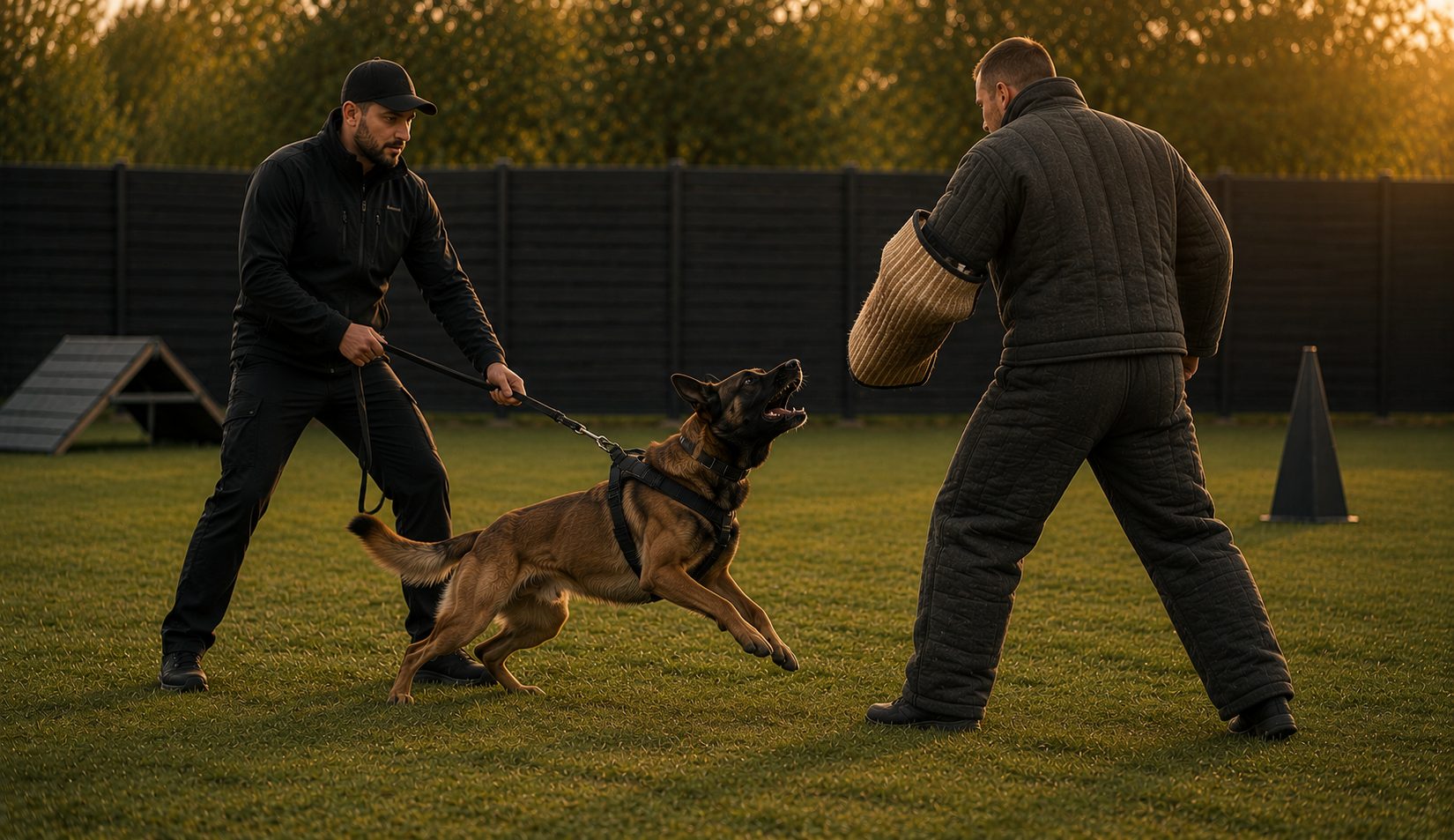 Certified working dog in protection training