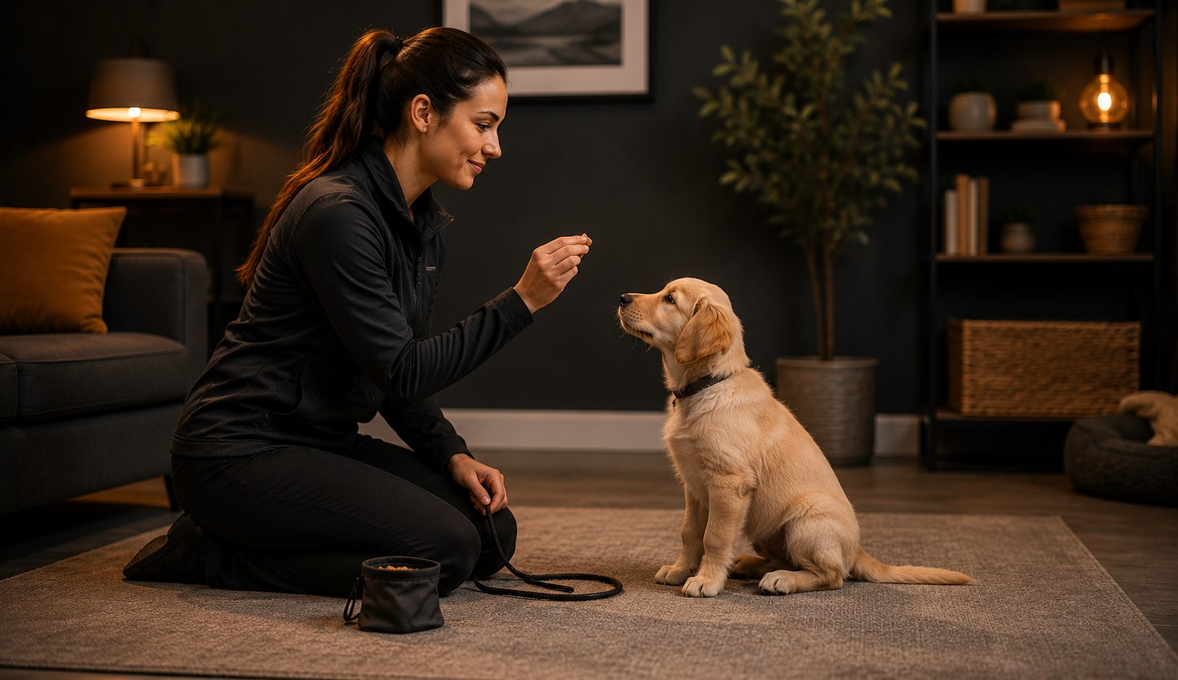 Puppy training session